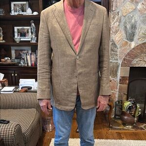 HICKEY FREEMAN LINEN MENS BROWN JACKET 42L